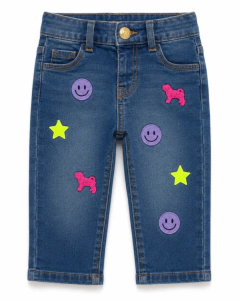 CALÇA JEANS BORDADOS