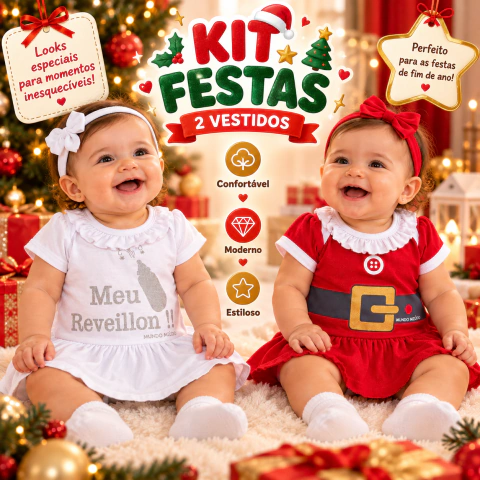 KIT VESTIDO BODY 2 PÇS FESTAS