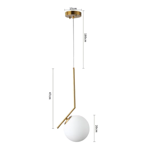 Pendente Globe Dourado 20cm 1xE27 2104 - Nordecor