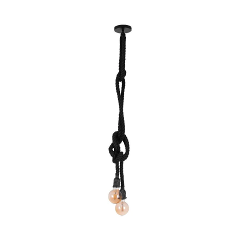 Pendente Corda Rústico 1.80m Preto 2xE27 2035 - Nordecor - comprar online