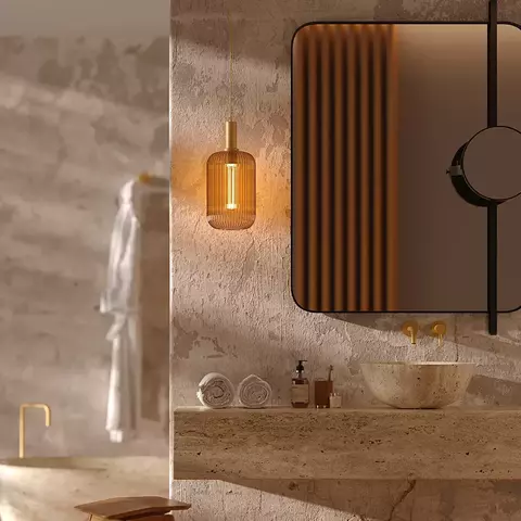 Pendente Canne Vis 1xE27 Ouro Champagne 2914 - Nordecor - Giltec Iluminação - 48 Anos Transformando Ambientes