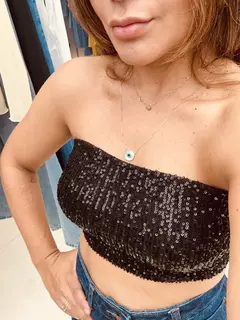 TOP FAIXA PAETÊ PRETO - comprar online
