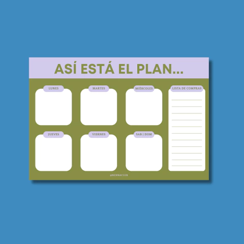 PLANNER SEMANAL MAGNÉTICO "ASÍ ESTÁ EL PLAN..." - comprar en línea