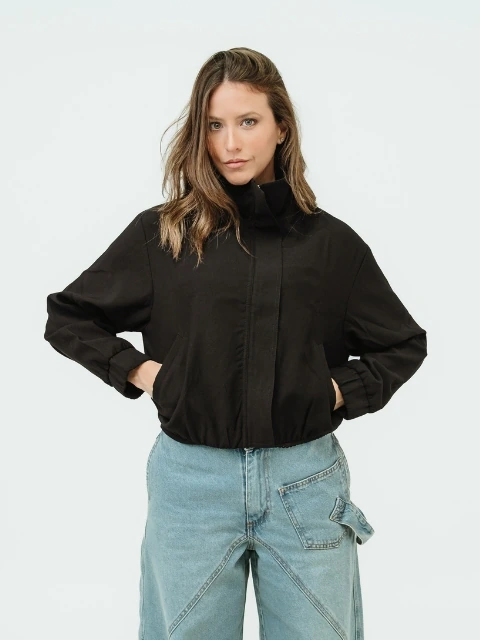 JAQUETA JULIANA ELASTICO BARRA PRETO