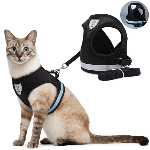 Peitoral Pet ajustável com fita refletiva para gatos e cães pequenos