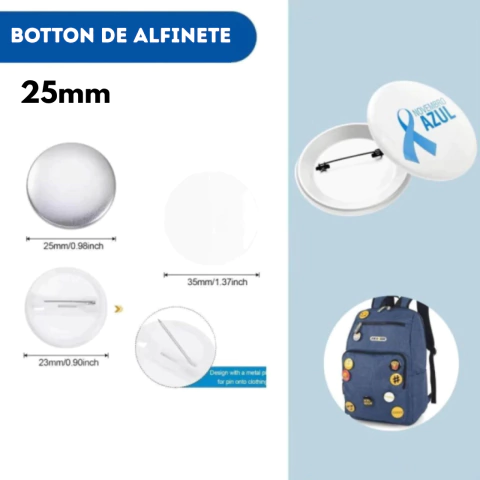100 Unidades de Bottons Para Sublimação - Personalização 2.5cm - comprar online