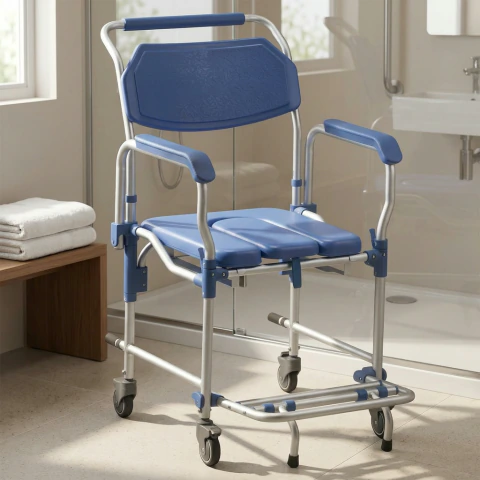 Cadeira de Banho Dobrável Alumínio D60 Dellamed - Até 150kg Assento 42cm