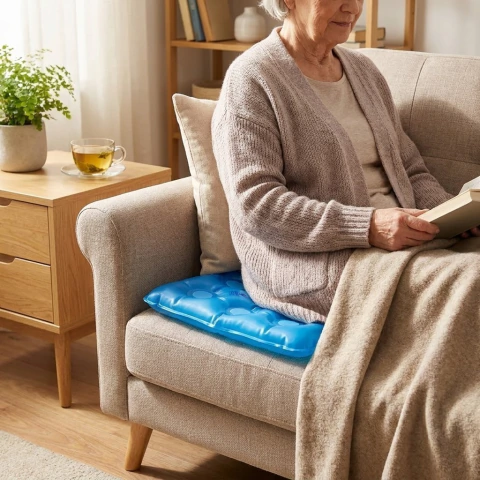 Almofada Quadrada com Orifício em Gel Natural Home Care para Conforto e Alívio de Pressão