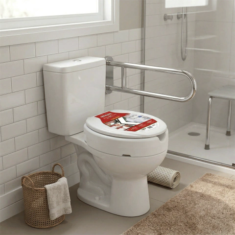 Assento Sanitário Oval Elevado 13,5 cm com Tampa Mebuki para Banheiro e Acessibilidade