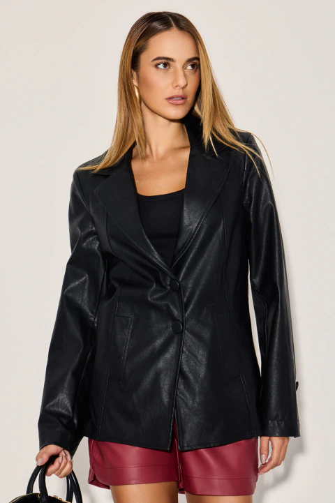 Blazer PU Lorena Preto