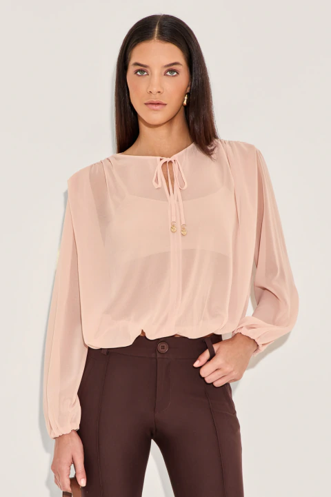 Blusa Crepe Naomi Rosa Pó