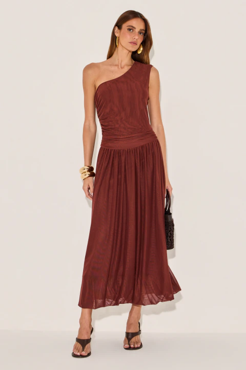 Vestido Tule Tiffany Marrom