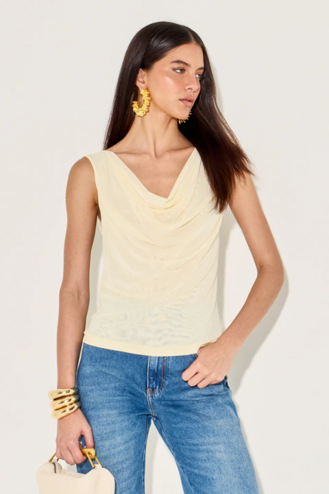 Blusa Tule Kalline Manteiga