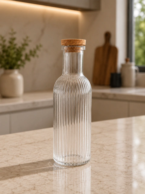 BOTELLA VIDRIO C/TAPA CORCHO 28CM