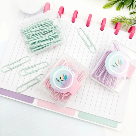 Clips Metálicos Coloridos Tons Pastel 50mm - 25 Unidades