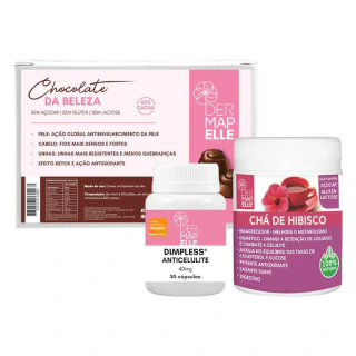 COMBO | Chocolate da Beleza + Dimpless Anticelulite + Chá Solúvel Hibisco