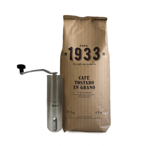 Café En Grano Premium 1933 Martínez 1kg + Molinillo Manual Hudson Acero