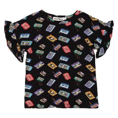 Blusa Infantil menina Fita Cacete Preta