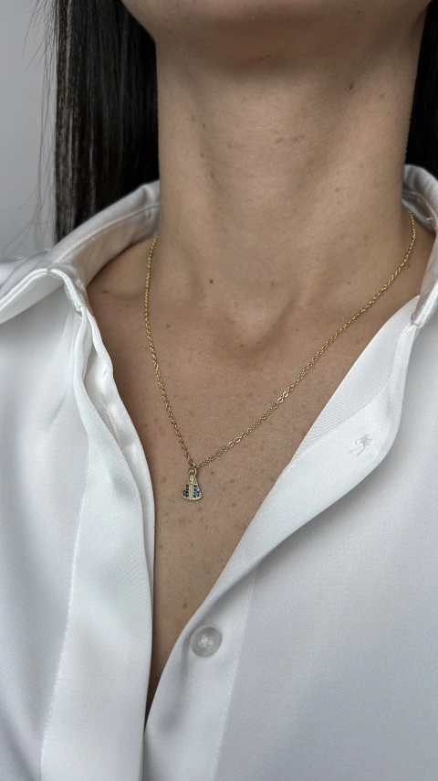 Colar Médio Mini Nossa Senhora Aparecida Zircônias - Dourado