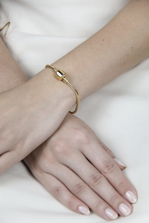 Pulseira Berloques Fecho Redondo Tradicional - Dourado