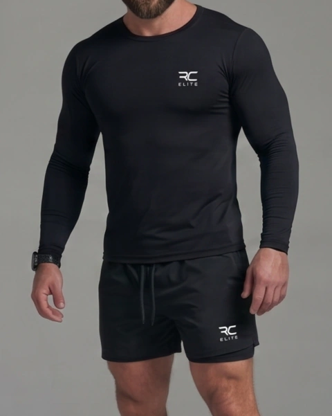 ELITE Black Run – Camiseta Térmica Manga Longa Masculina