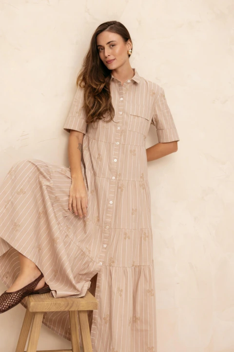 CHEMISE DRESS COM MG BORDADO LISTRAS