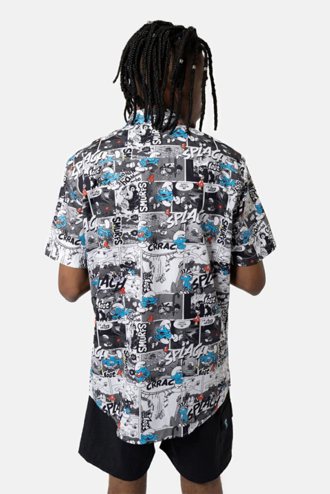 Camisa Full Print Smurfs Comics Preto