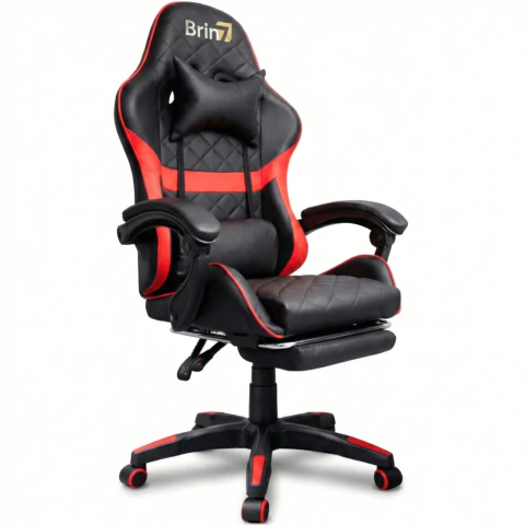 Cadeira Gamer Brin7 Couro Sintético Preto Vermelho - comprar online