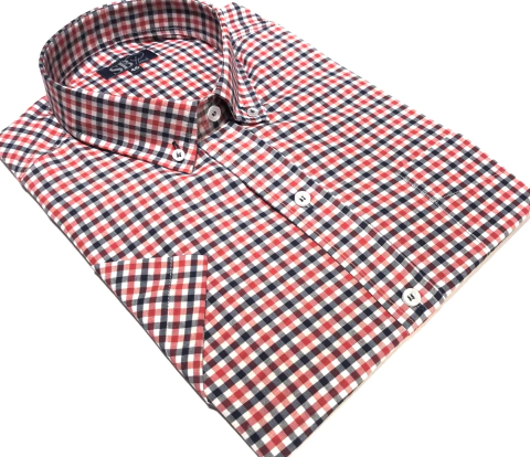 Camisa manga corta cuadro rojo talles especiales talles especiales