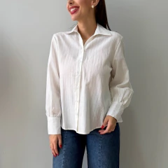 Camisa de Algodão Manga Longa Branca