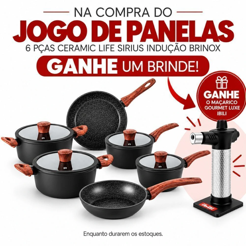 Jogo de Panelas 6 Pçs Ceramic Life Sirius Indução Brinox