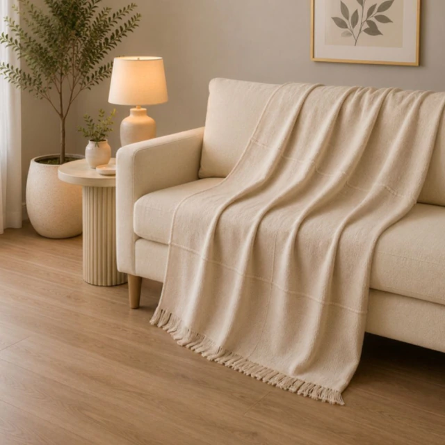 Manta Para Sofá 1,40x2,20 Creme Pedrosa Textil