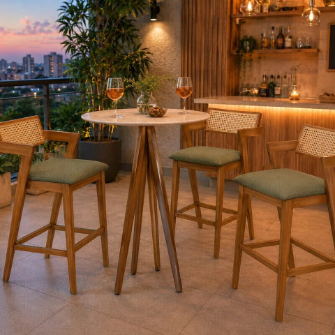 Conjunto Bistrô Maciço 3 banquetas - Oslo - Imperial Móveis na internet