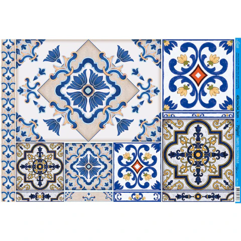 Papel para Decoupage Litoarte 49x34,3cm Azulejos - PD-859