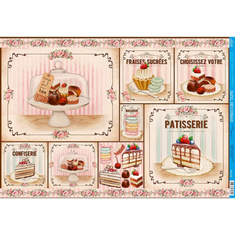 Papel para Decoupage Litoarte 49x34,3cm Doces e Confeitaria - PD-976