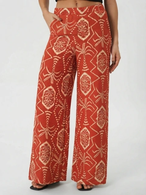 Palazo Clover.Emilia estampada c/ elastico y bolsillo Art.30101