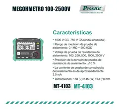 Megohmetro Medidor De Aislacion 100-2500v Proskit Con Retroiluminación - comprar online