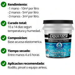 Pintura Membrana de Piscina Azul Caribe 10L LIQUITECH - comprar online