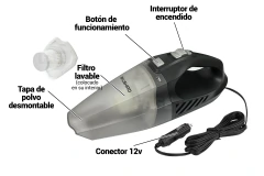 aspiradora Portátil para auto 12v 60w compacta cable boquillas manguera - comprar online