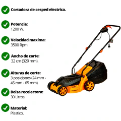 Maq. Cortar Césped c/B 1200 W 32cm 3 Pos. LUSQTOFF - comprar online