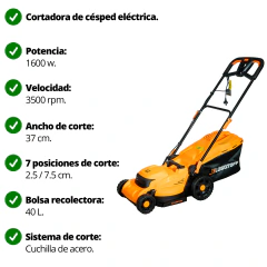 Maq. Cortar Césped c/B 1600 W 37cm 7 Pos. LUSQTOFF - comprar online