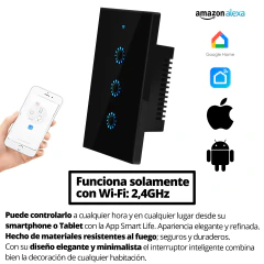 Interruptor Emb 3 Canales Smart Negro Wifi TBCIN en internet