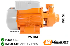 BOMBA PERIFERICA MONOFASICA LUSQTOFF 1/2 HP 370W 20 METROS ALTURA MAXIMO 30 L/MIN - FASE