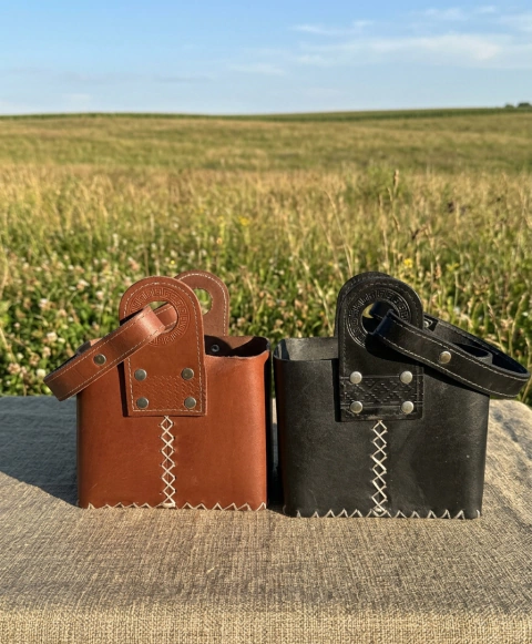 Canasta Matera "Soul Alma Pampa" – 100% Cuero & Tradición con Guarda Pampa - comprar online