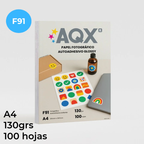 Papel Autoadhesivo Glossy F91 130grs 100 hojas A4