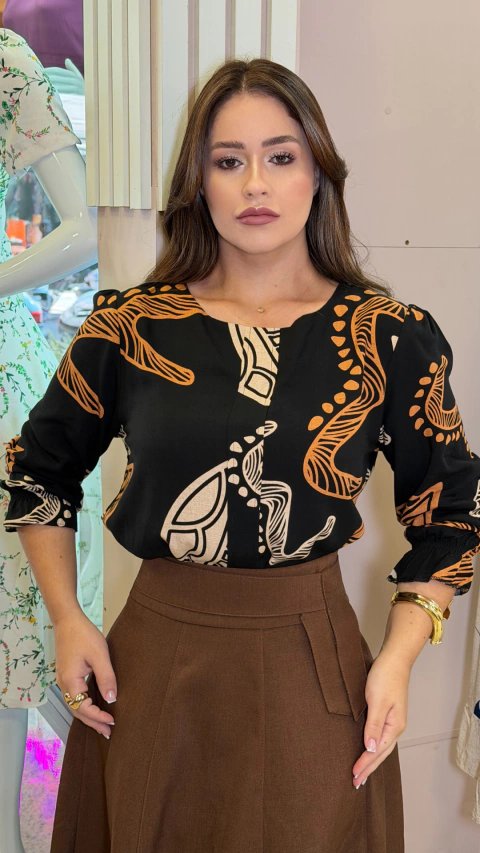 Blusa manga 3/4 Estampada - comprar online