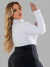 Blusa Feminina Plus Size Manga Longa Gola Alta Canelada - JAKARTS