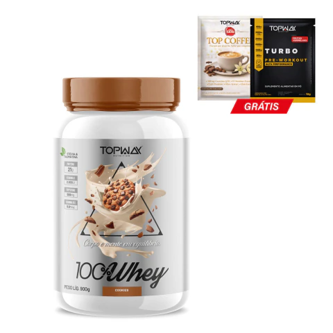 KIT 100% WHEY + SACHÊ DE TURBO + SACHÊ TOP COFFEE - COOKIES