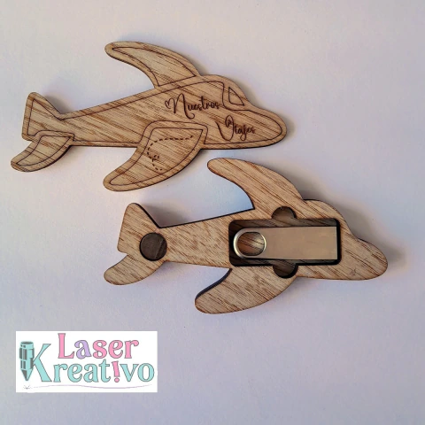 Avión para Guardar USB en Triplay Natural 3 MM (7 x 7 cm)