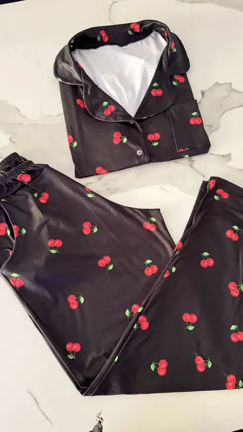 Pijama CAMISERO PANTALON + CAMISA M/CORTA cerezas